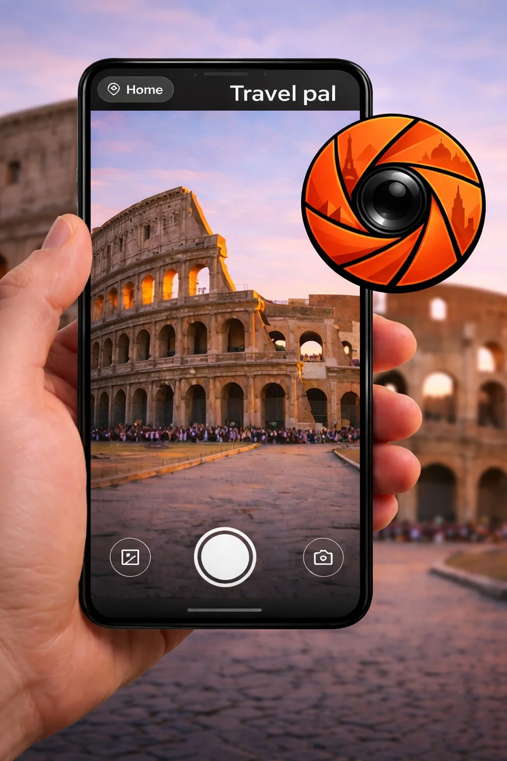 Travel Pal camera view at the Colosseum